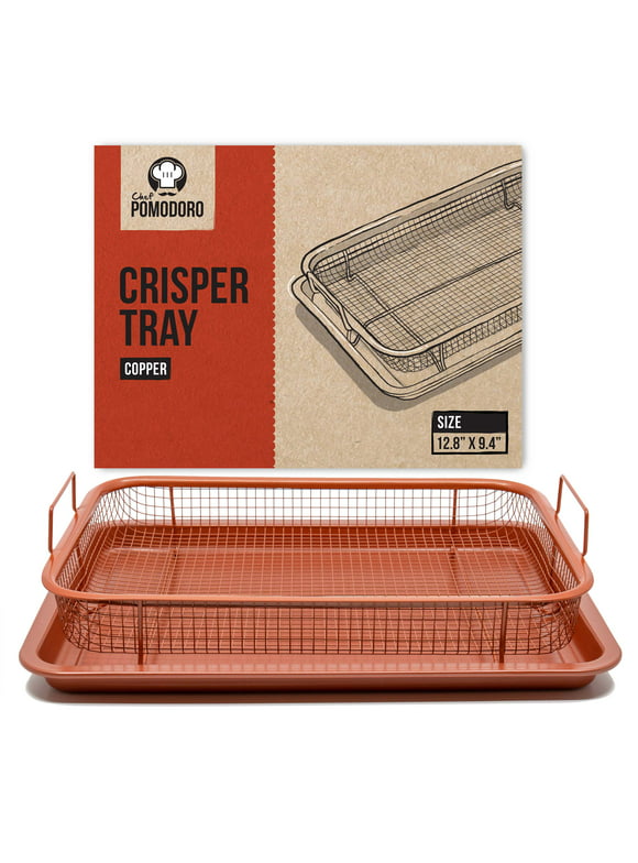 Chef Pomodoro Copper Crisper Tray for Oven, 2-Piece Set(Rectangle - Large)