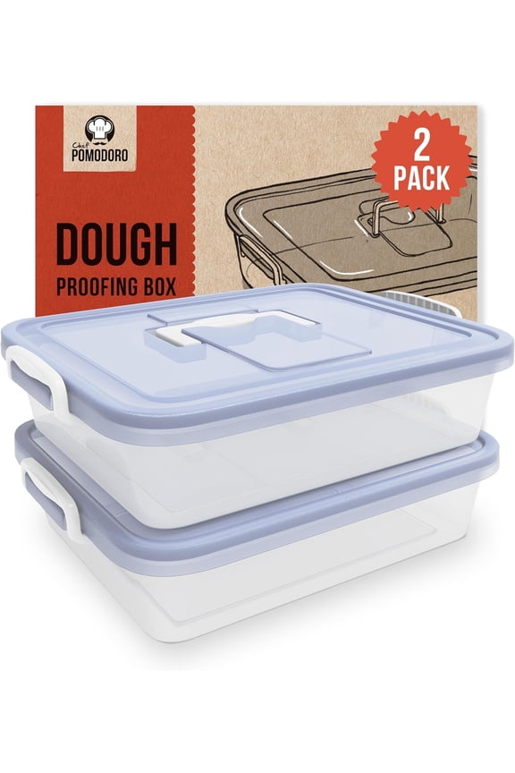 Large Pizza Dough Proofing Box Kit 2-Pack, 17 x 13-inch Fits 6-8 Dough Balls (Blue)