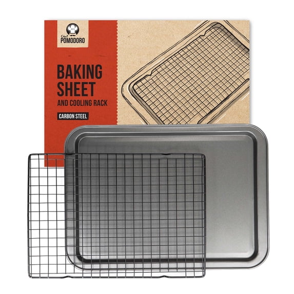 Chef Pomodoro Non-Stick Rectangle Baking Sheet and Cooling Rack Set, 2-Pcs (15.0 x 10.6")