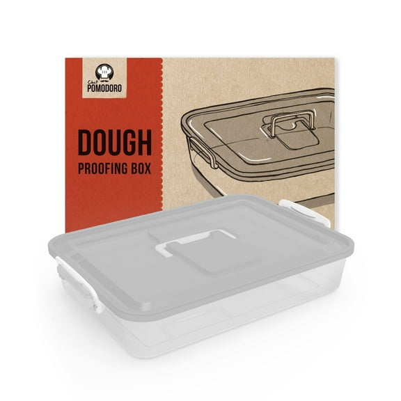 Chef Pomodoro Pizza Dough Proofing Plastic Box, 14 x 11-inch, Pizza Dough Container (Grey)