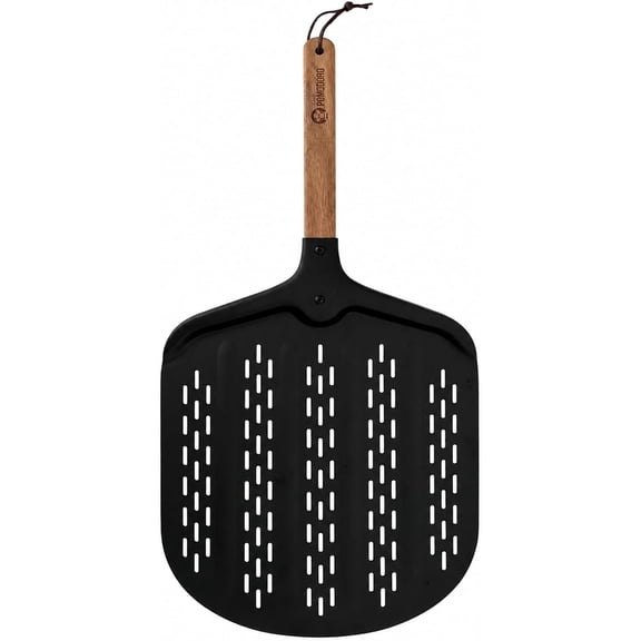 Chef Pomodoro Pizza Peel 12 Inch, Perforated Non Stick Pizza Peel with Wood Handle, Premium Pizza Spatula Paddle for Baking Homemade Pizza, Sourdough Bread and Artisan Breads (12 inch)
