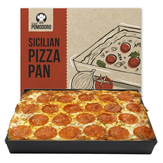 Chef Pomodoro Sicilian Deep Dish Square Pizza Pan, 13.2 x 13.2 inch, Non-stick Aluminum