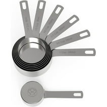 Chef Pomodoro Stainless Steel Measuring Cup Set, Nested and Stackable with 7 Pieces