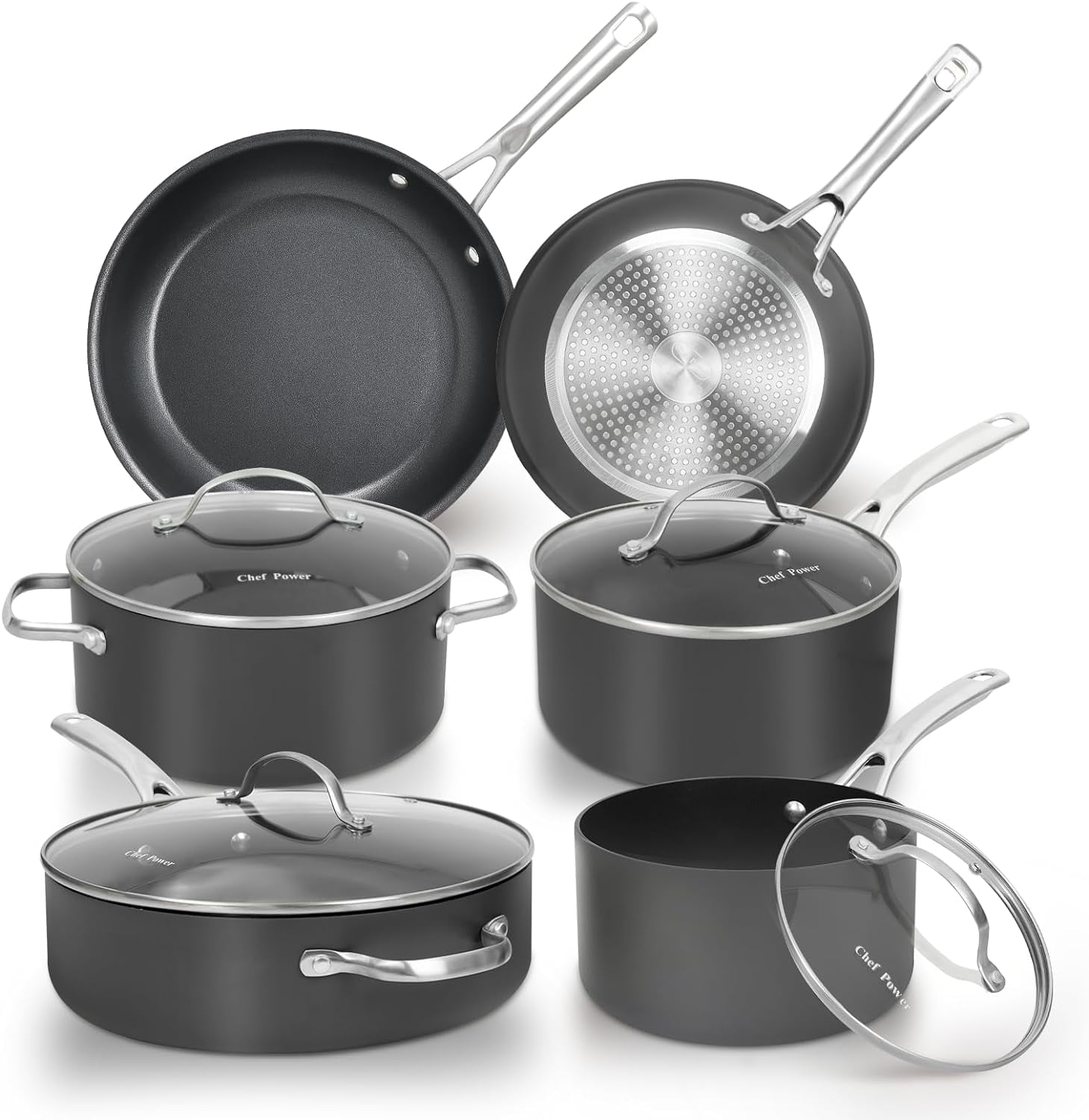 Essential 10-Piece Nonstick Stainless Steel Cookware Set