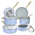 thumbnail image 1 of Chef Power 10 Pcs Ceramic Non Stick Cookware Sets, Pots and Pans Set with Stainless Steel Handle, Dishwasher and Oven Safe, Blue Gray with Light Gold Handle, 1 of 8