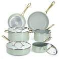 thumbnail image 1 of Chef Power 10 Pcs Ceramic Non Stick Cookware Sets, Pots and Pans Set with Stainless Steel Handle, Dishwasher and Oven Safe, Sage green with Light Gold Handle, 1 of 8