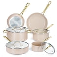 thumbnail image 1 of Chef Power 10 Pcs Ceramic Non Stick Cookware Sets, Pots and Pans Set with Stainless Steel Handle, Dishwasher and Oven Safe, Taupe with Light Gold Handle, 1 of 8