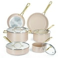 thumbnail image 1 of Chef Power Ceramic Cookware Sets, 10Pcs Pots and Pans Set Non Stick, Cookware Set with Stainless Steel Handle, Dishwasher & Oven Safe,  Taupe with Light Gold Handle, 1 of 7