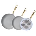 thumbnail image 1 of Chef Power 3 Pcs Non-Stick Ceramic Pots and Pans Set, with Stainless Steel & Light Gold Handles, Light Blue, Dishwasher and Oven Safe, 1 of 4