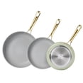 thumbnail image 1 of Chef Power 3 Pcs Non-Stick Ceramic Pots and Pans Set, with Stainless Steel Light Gold Handles, Sage Green, Dishwasher and Oven Safe, 1 of 4
