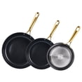 thumbnail image 1 of Chef Power 3 Pcs Non-Stick Ceramic Pots and Pans Set, with Stainless Steel Light Gold Handles, Stone Black, Dishwasher and Oven Safe, 1 of 5