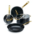 thumbnail image 1 of Chef Power 7 Pcs Ceramic Cookware Sets, Non-Stick Pots and Pans Set with Stainless Steel Handles, Dishwasher and Oven Safe, Stone Black with Light Gold Handles, 1 of 8