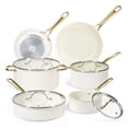 thumbnail image 1 of Chef Power 10 Pcs Ceramic Non Stick Cookware Sets, Pots and Pans Set with Stainless Steel Handle, Dishwasher and Oven Safe, Cream White with Light Gold Handle, 1 of 9