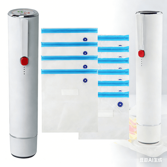 Chef Preserve Compact Vacuum Sealer for Food (Vacuum Sealer Machine + 10 Reusable Vacuum Bags) Powerful Handheld Vacuum Sealer Machine, Seal Meal Saver, Portable Food Sealer