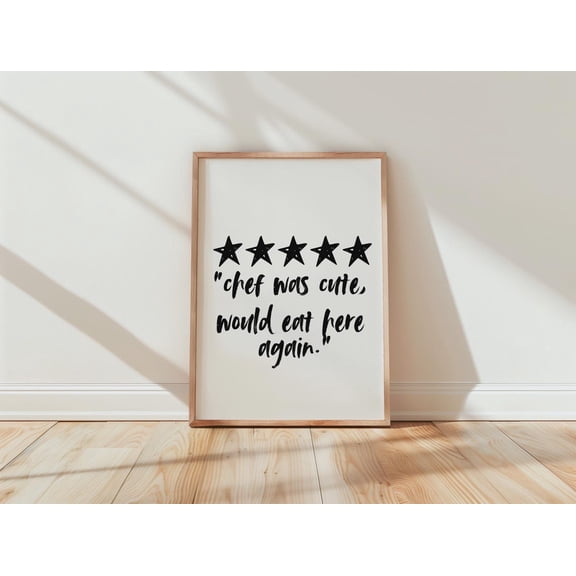 Chef Quote Kitchen Minimalist Black White, Unframed Canvas