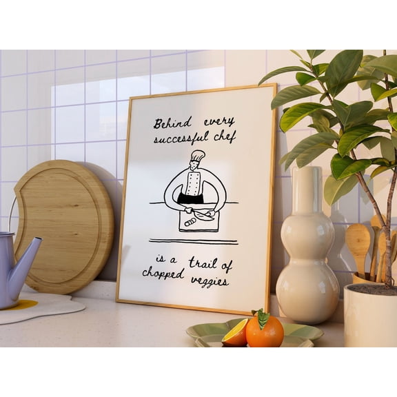 Chef Quote Kitchen Poster, Unframed Canvas 24x36in
