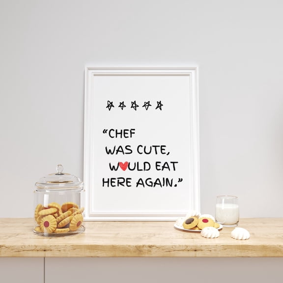 Chef Quote Kitchen Print, Minimalist Wall Art, Unframed Paper Poster 8x10in
