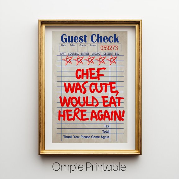 Chef Quote Print Retro Diner Kitchen Art