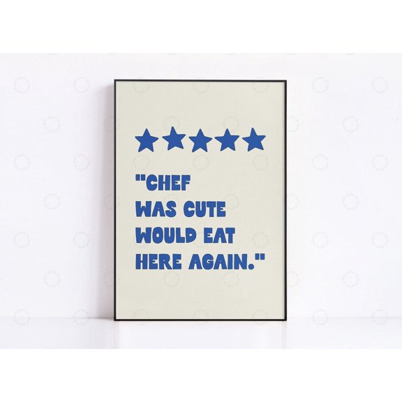 Chef Quote Retro Kitchen Wall Art, Unframed Paper Poster 11x14in