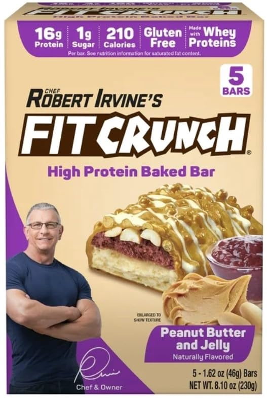 Chef Robert Irvine’s Whey Protein Bars Peanut Butter and Jelly 5 Count