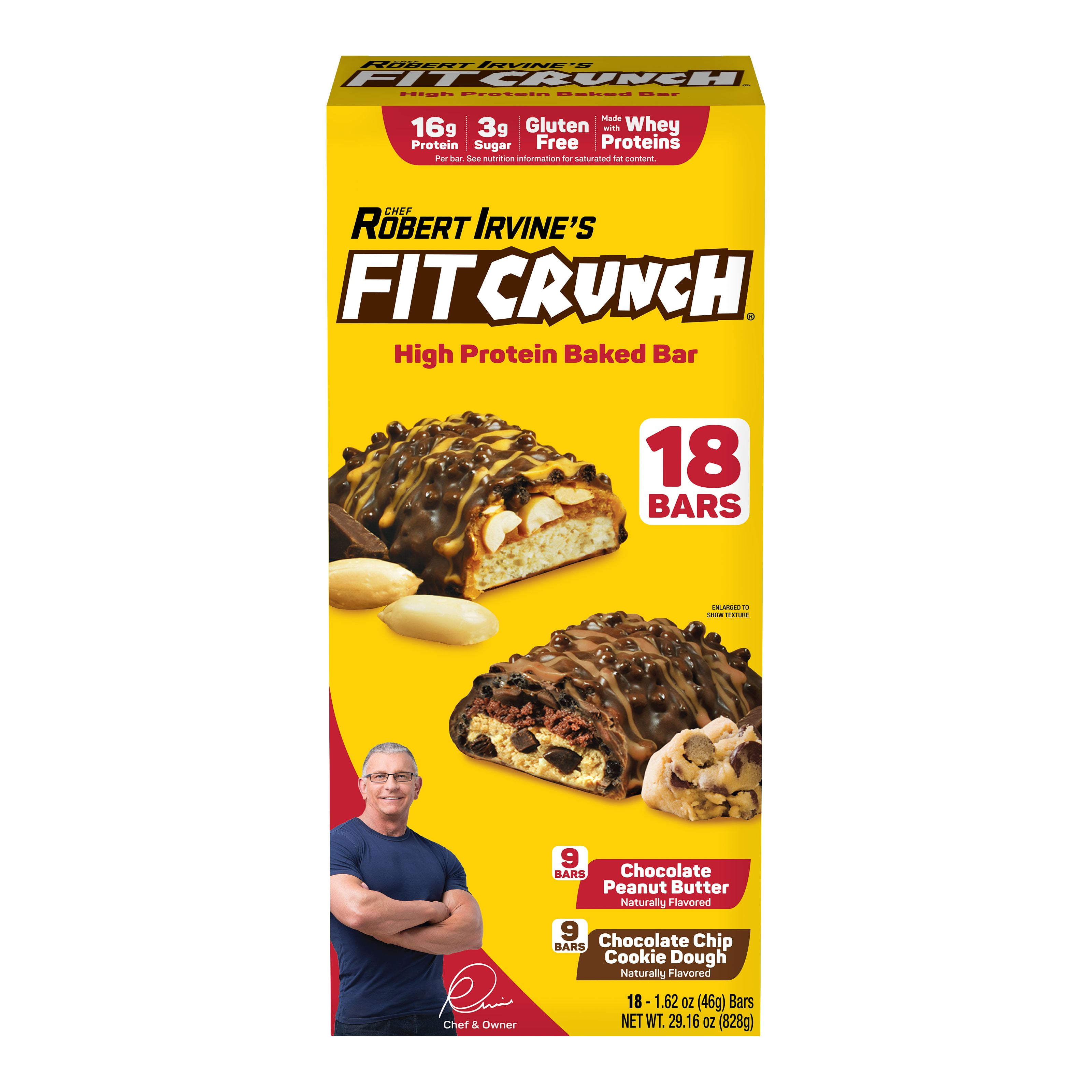Chef Robert Irvines FITCRUNCH High Protein Bars Variety 1.62 Ounce (18