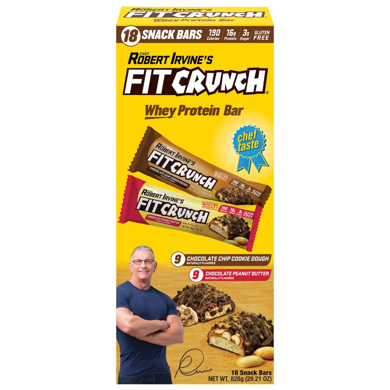 Chef Robert Irvines FITCRUNCH High Protein Bars Variety 1.62 Ounce (18 Count)