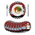 thumbnail image 1 of Chef Round 13 Inch Placemats Set of 8, Cartoon Red Food Cooking Black White Buffalo Check HeatResistant Non Slip Place Mats for Dining Table, Wipeable Braided Kitchen Table Mats for Housewarming, 1 of 9