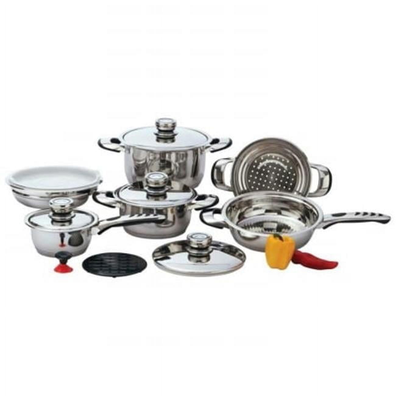 12-Piece Stainless Steel Waterless Cookware Set with Thermo Control Knobs