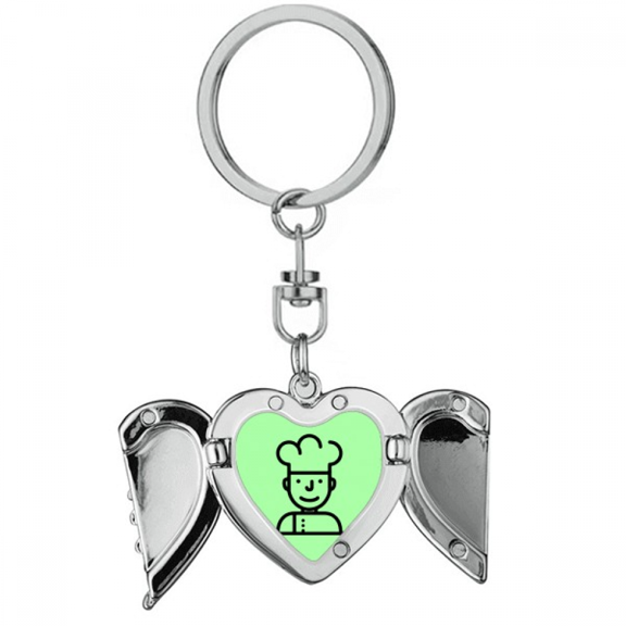 Chef Stick Drawing Brief Concise Amusing Heart Angel Wing Key Chain Holder