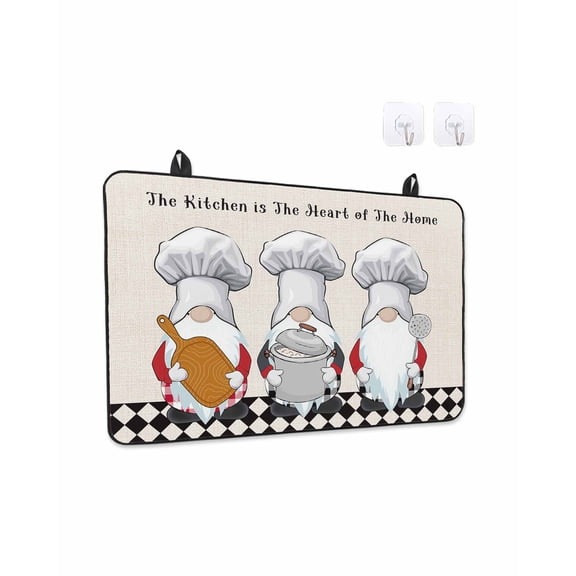 The Chef Stove Top Covers for Electric Stove, 28'x20'' Gnome Kitchen Linen Black Buffalo Plaid Glass Ceramic Stove Cover Foldable Rubber Mat Heat Resistant Cooktop Protector for Kitchen