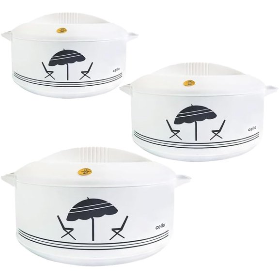 Chef Super 3 pcs Jumbo Insulated Hot Pot Casserole Gift Set 2300ml, 3300ml, 4850ml (White)$$Home Decor, Kitchen, & Other