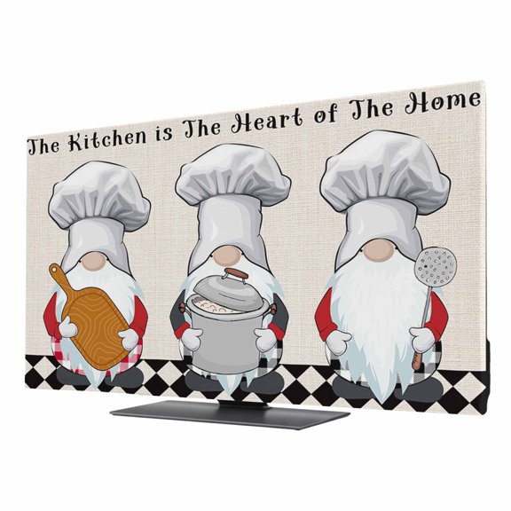 The Chef TV Dust Cover 24 Inch, Gnome Kitchen Black Buffalo Plaid Computer Monitor Cover Dustproof Stretchable Indoor TV Screen Protector for LED LCD Universal Monitors