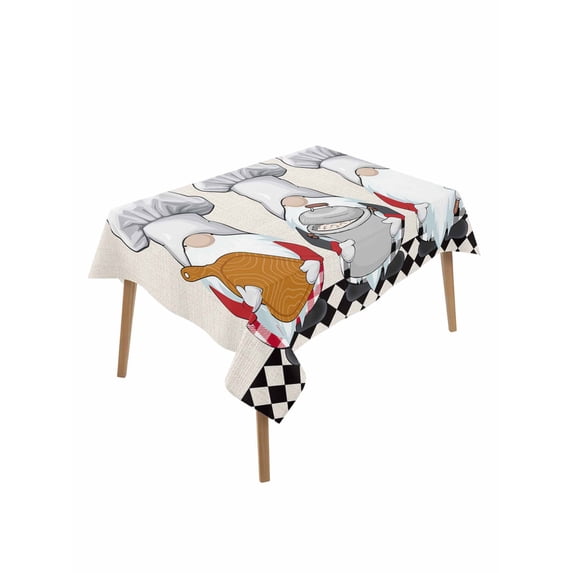 The Chef Table Cloth 52x70 Inch Rectangle, Gnome Kitchen Linen Black Buffalo Plaid Waterproof Tablecloth Washable Table Cover for Party Picnic Dinner Decor