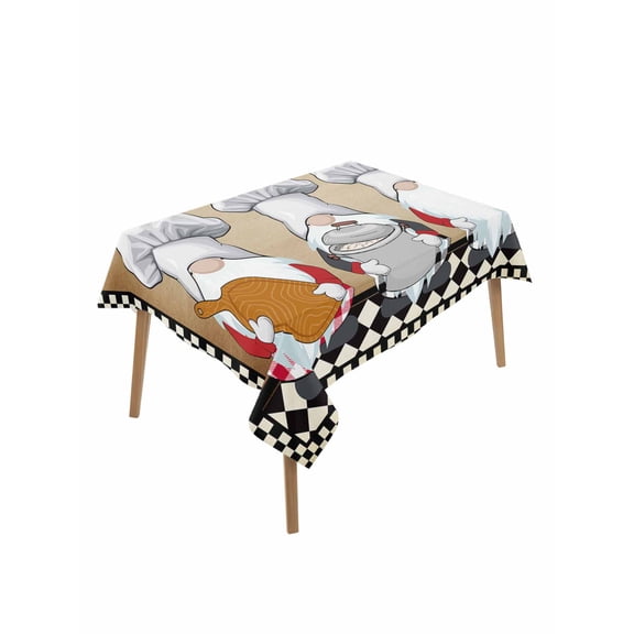 The Chef Table Cloth 60x84 Inch Rectangle, Gnome Kitchen Retro Black Buffalo Plaid Waterproof Tablecloth Washable Table Cover for Party Picnic Dinner Decor