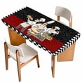 thumbnail image 1 of Chef Table Cloths for 4 Foot Rectangle Tables, Cartoon Cute Watercolor Cooking Black Plaid Patio Waterproof Elastic Fitted Tablecloths, Washable Rectangular Table Cover for Camping, 1 of 8