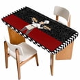 thumbnail image 1 of Chef Table Cloths for 4 Foot Rectangle Tables, Cartoon Cute Watercolor Cooking Red Black Patio Waterproof Elastic Fitted Tablecloths, Washable Rectangular Table Cover for Camping, 1 of 8