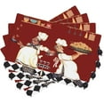 thumbnail image 1 of Chef Table Placemats Set of 4 - Abstract Funny Cook Theme for Living Room, Holiday Banquet - Red Black Buffalo Check Plaid Kitchen Dining Decor, 1 of 6