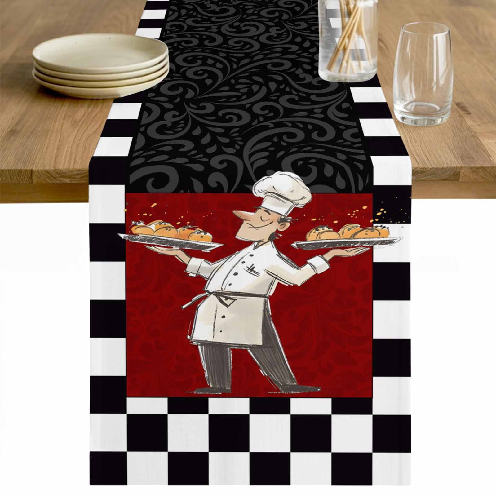 Restaurant Rack Table Runner Chef Table Runner 90 Inches Long Farmhouse Dress Scarves, Cartoon Cute ...