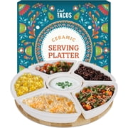 Chef Tacos Ceramic Taco Serving Platter - Divided Serving Tray for Taco Tuesday