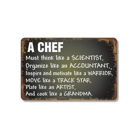 A Chef Think Like Scientist Cook Like Grandma 8 Inch x 12 Inch Novelty Plastic Sign Durable Weatherproof UV Protected Perfect for Kitchens Fun Gift for Cooks and Chefs Crafted in the