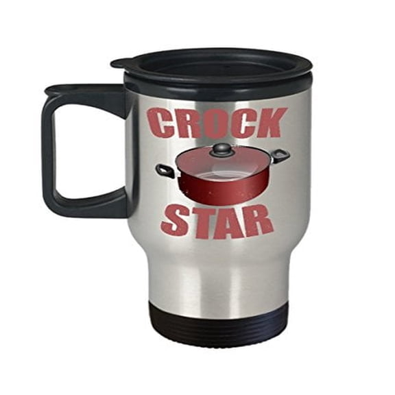 Chef Travel Mug - Crock Star - Funny Cooking Gift - 14 oz Stainless Steel Coffee Cup