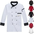 thumbnail image 1 of Chef Uniform Long Sleeve Catering Kitchen Work Shirt Men's Top for Spring Fall Professional Wear,White,M, 1 of 4