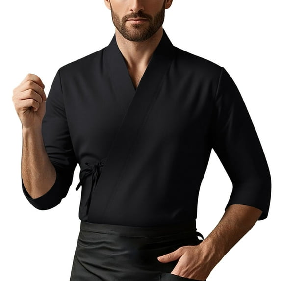 Chef Uniform Unisex Chef Jacket Classic Hotel Restaurant Work Shirt Uniform,Black,L