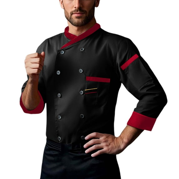 Chef Uniform for Women Unisex Chef Coat for Men Women Classic Hotel Restaurant Work Shirt Uniform,Black,XXXXL