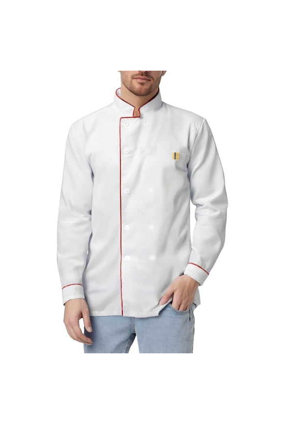 Chef Uniform for Women Unisex Chef Coat for Men Women Classic Hotel Restaurant Work Shirt Uniform,Red,L