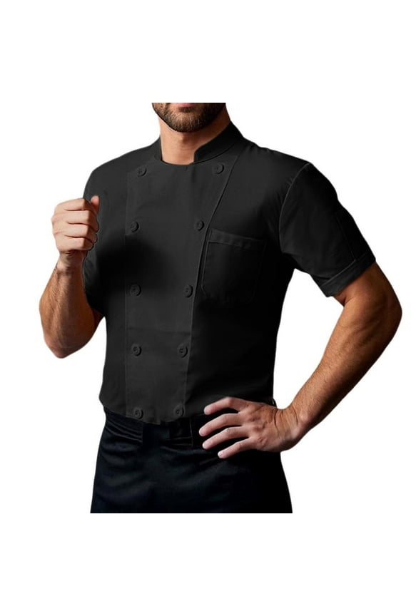 Chef Uniform for Women Unisex Chef Jacket Classic Chef Coat Restaurant Kitchen Chef Uniform,Black,S