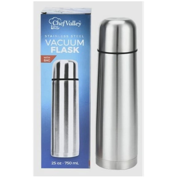 Chef Valley Stainless Steel Vacuum Flask, 25 oz (750 ml), Double Wall Insulated Thermal Bottle
