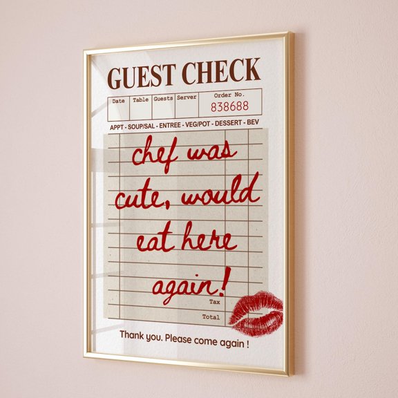 Chef Was Cute Guest Check Kitchen Wall Art Home Decor