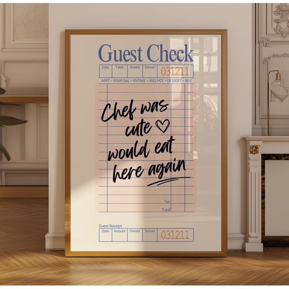 Chef Was Cute Guest Check Trendy