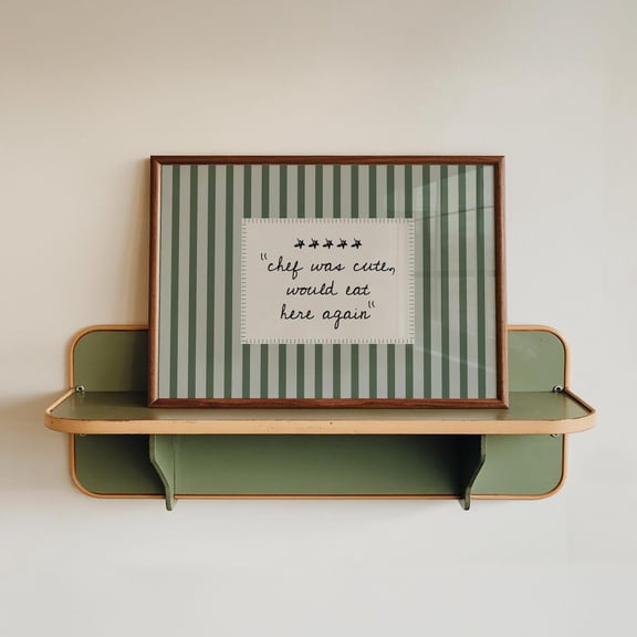 Chef Was Cute, Handwritten Font, Green Striped Kitchen Decor, Modern Minimalistic, Kitchen Wall Art, Positive Quote, Trendy Wall Art